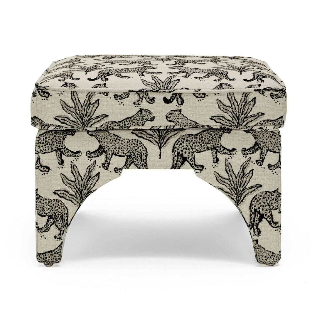 Raji Leopard Performance Jacquard Ottoman