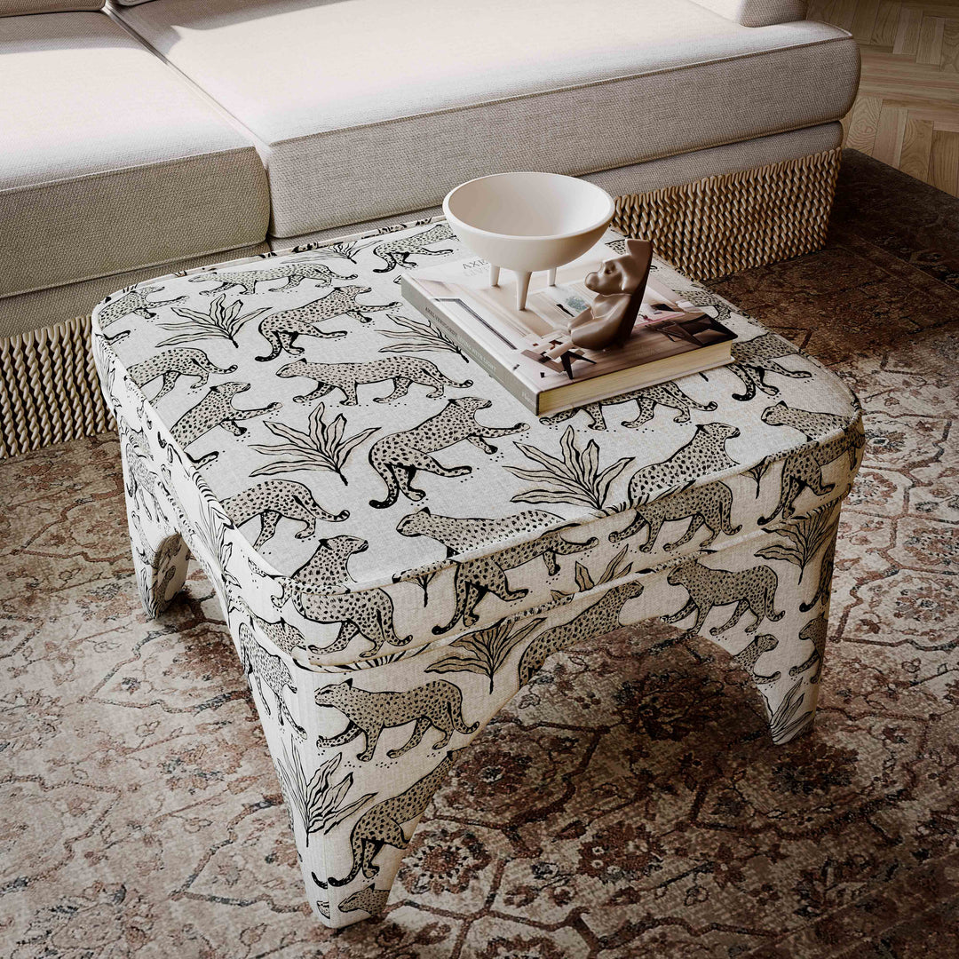 Raji Leopard Performance Jacquard Ottoman