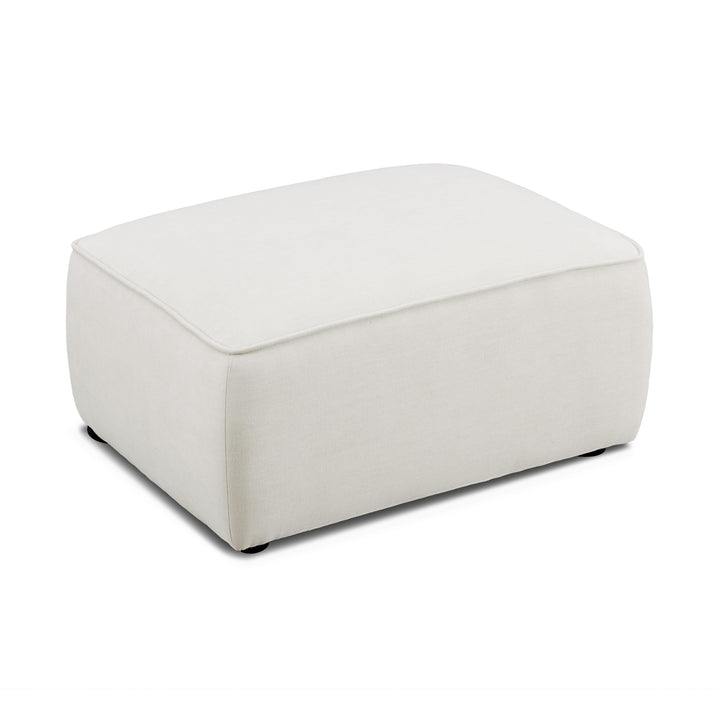 Travie Sand Upcycled Performance Linen Ottoman