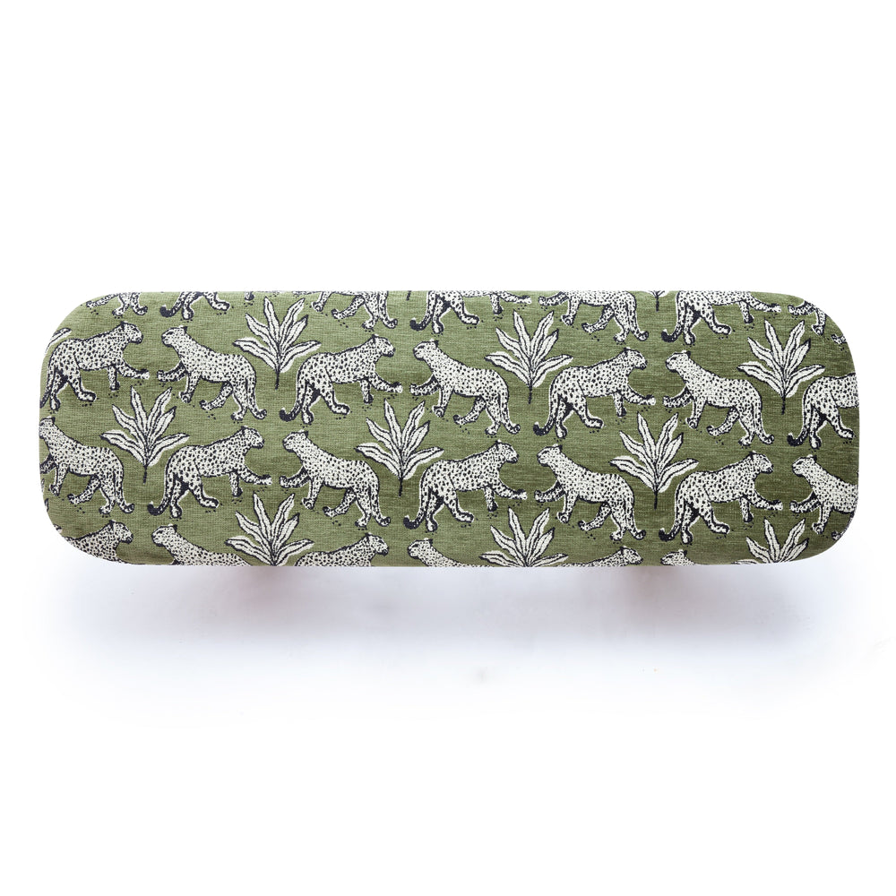 Ollie 48" Olive Green Leopard Performance Jacquard Bench