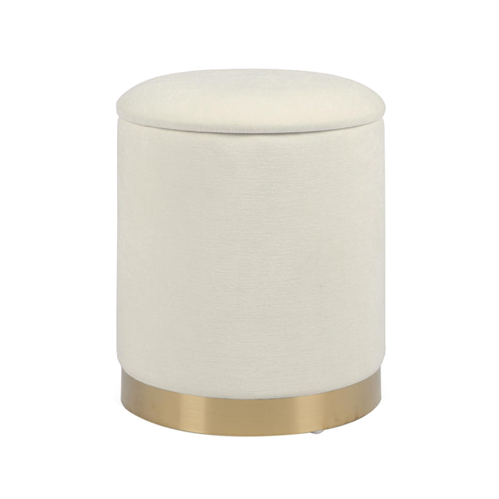 Zoe Cream Chenille Storage Ottoman