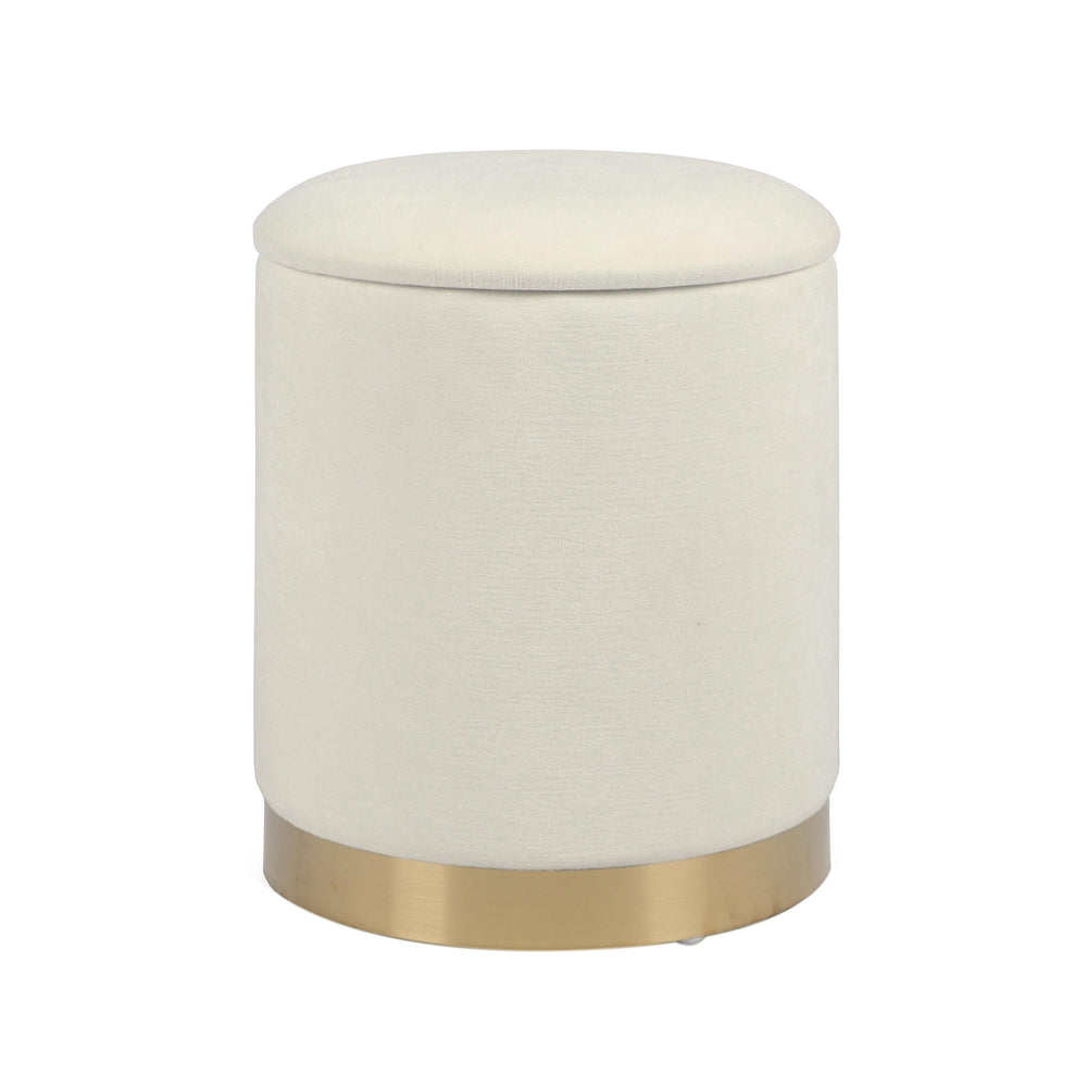 Zoe Cream Chenille Storage Ottoman