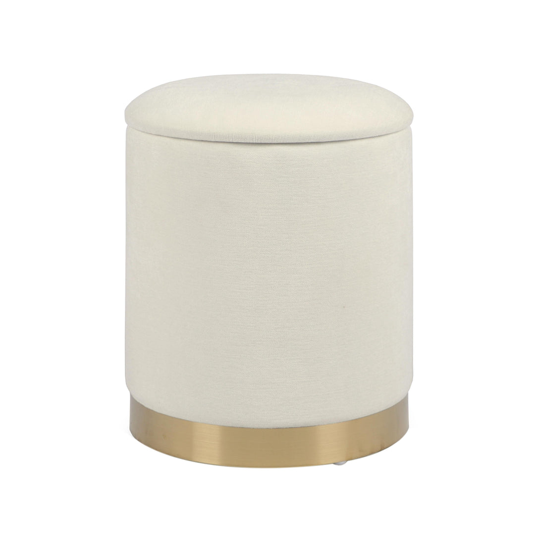 Zoe Cream Chenille Storage Ottoman