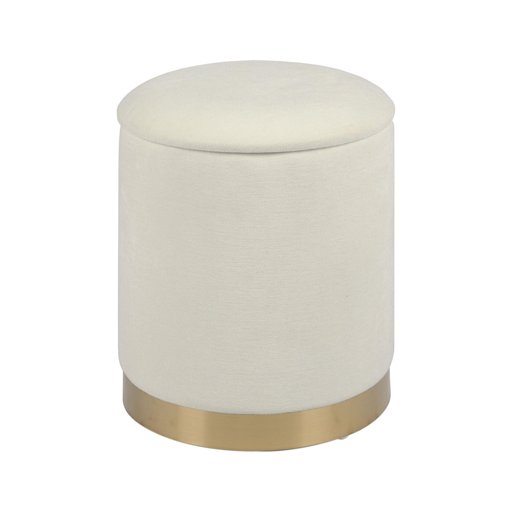 Zoe Cream Chenille Storage Ottoman