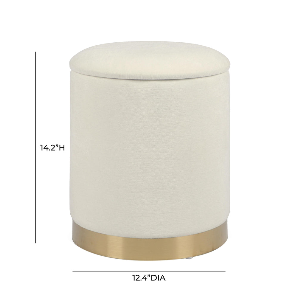 Zoe Cream Chenille Storage Ottoman