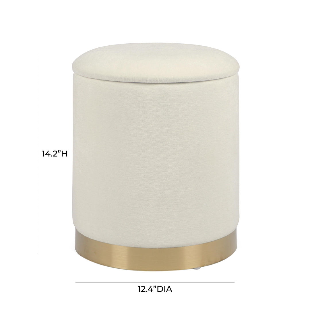 Zoe Cream Chenille Storage Ottoman
