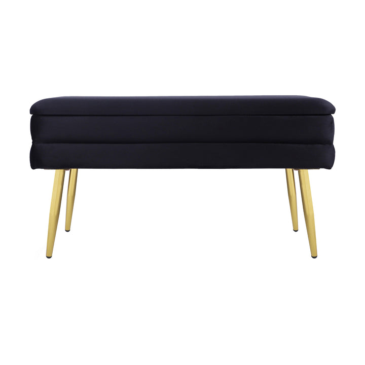 Ziva 31" Black Velvet Storage Bench