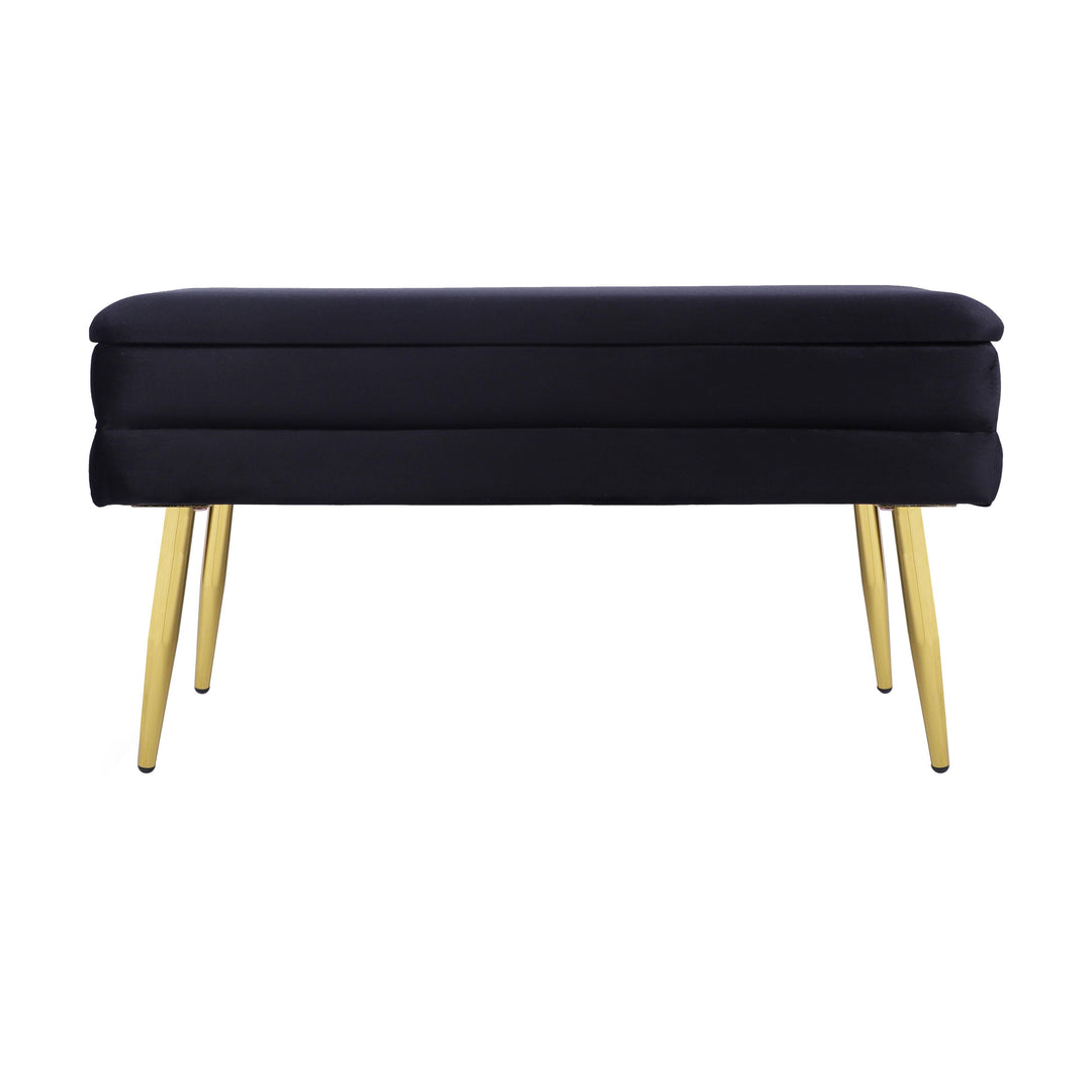 Ziva 31" Black Velvet Storage Bench