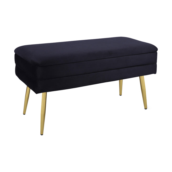 Ziva 31" Black Velvet Storage Bench