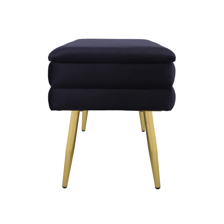 Ziva 31" Black Velvet Storage Bench
