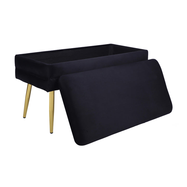 Ziva 31" Black Velvet Storage Bench