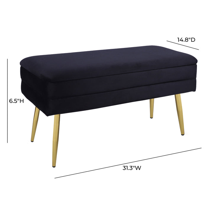 Ziva 31" Black Velvet Storage Bench