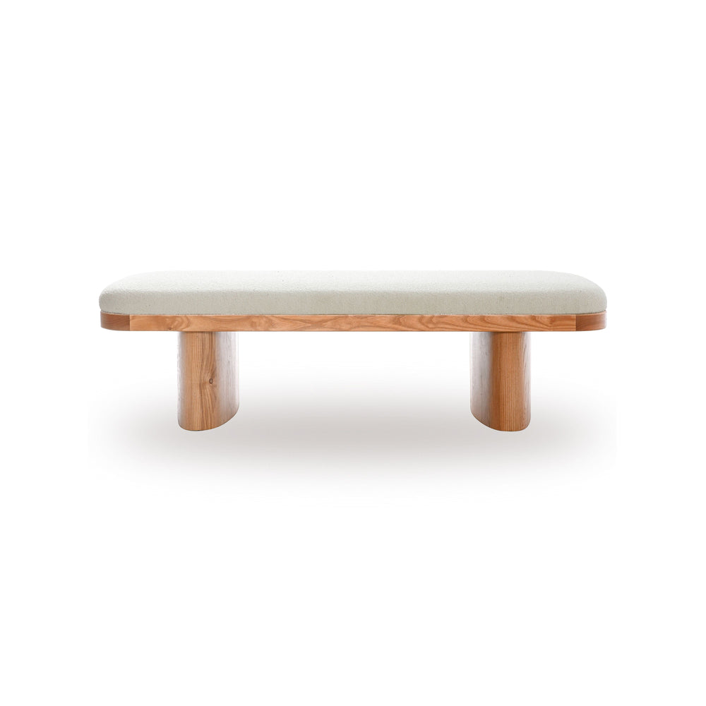 Ollie 56.5" White Performance Boucle Large Bench