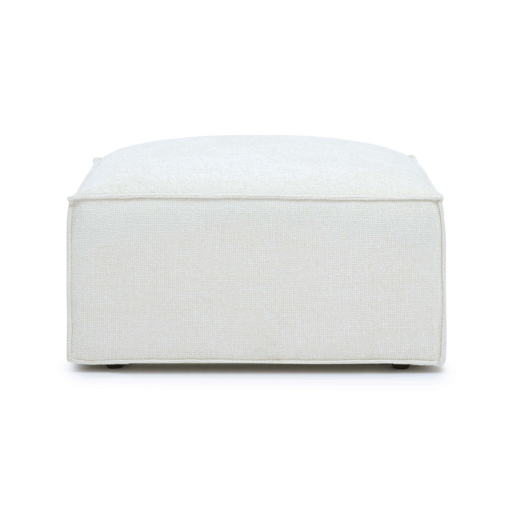 Mindy Performance Chenille Basketweave Ottoman - Cream