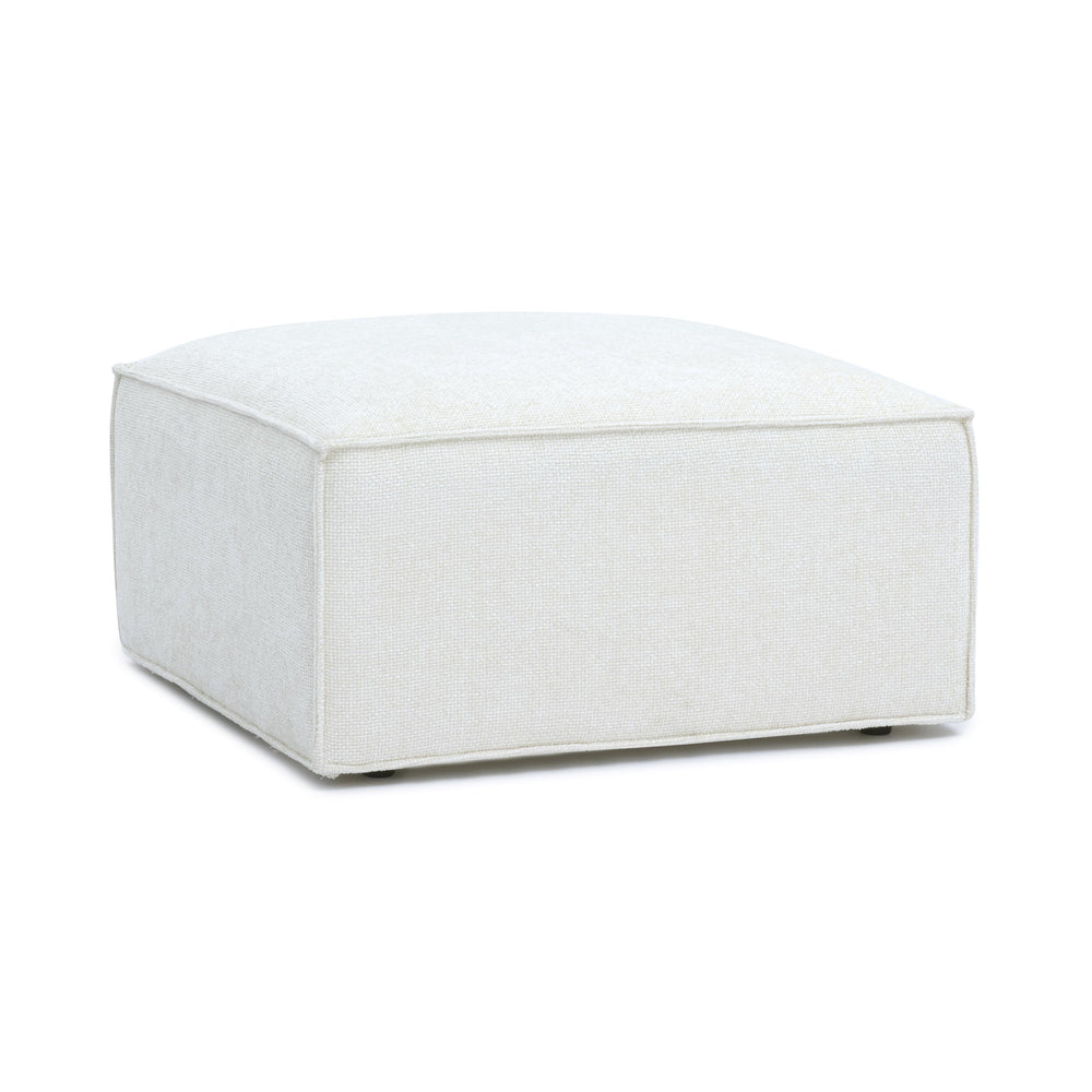 Mindy Performance Chenille Basketweave Ottoman - Cream