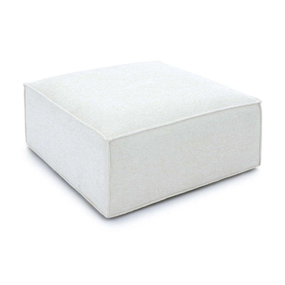 Mindy Performance Chenille Basketweave Ottoman - Cream