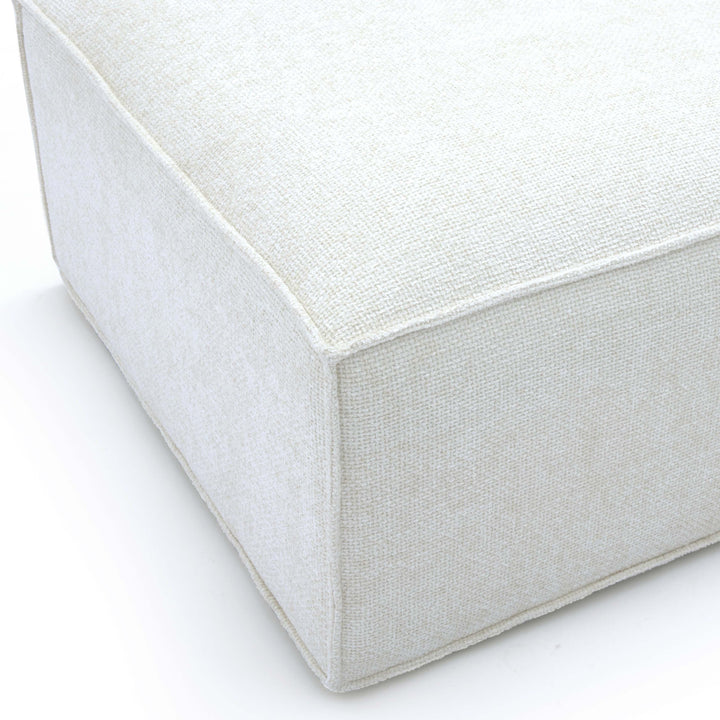 Mindy Performance Chenille Basketweave Ottoman - Cream