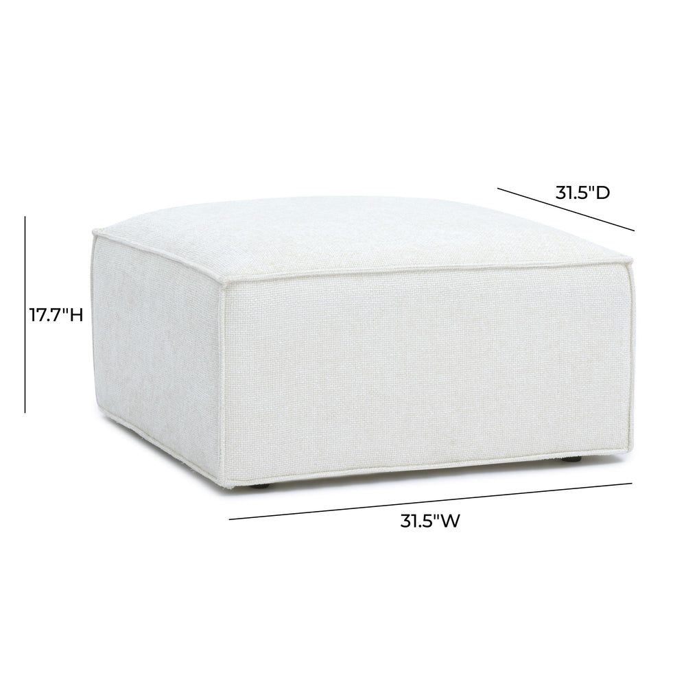 Mindy Performance Chenille Basketweave Ottoman - Cream