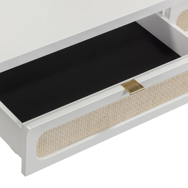 Patty 48" White Rattan 2-Drawer Console Desk