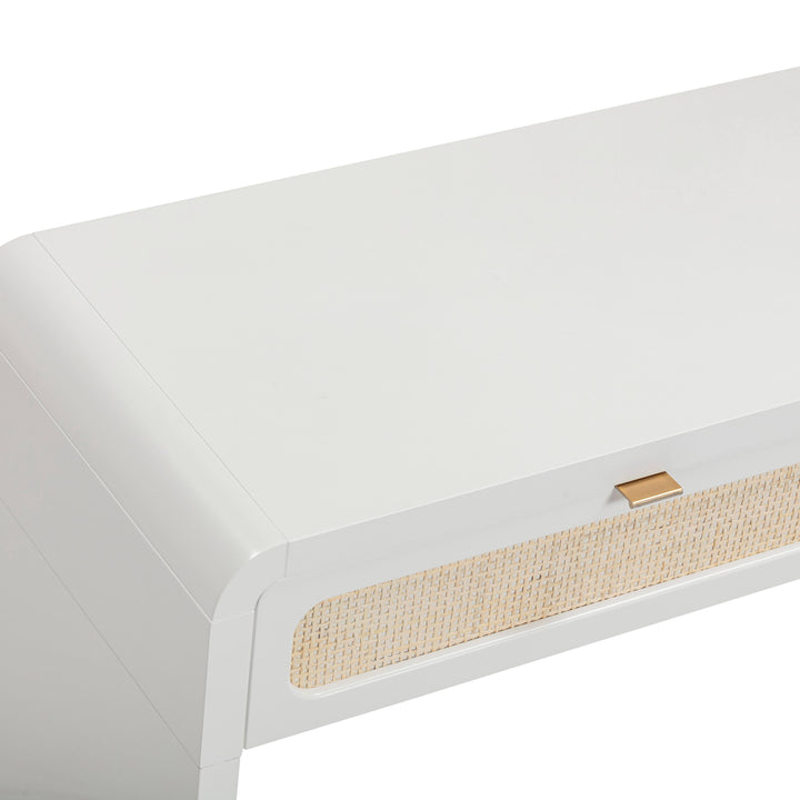 Patty 48" White Rattan 2-Drawer Console Desk