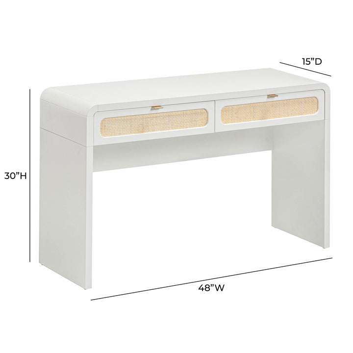Patty 48" White Rattan 2-Drawer Console Desk