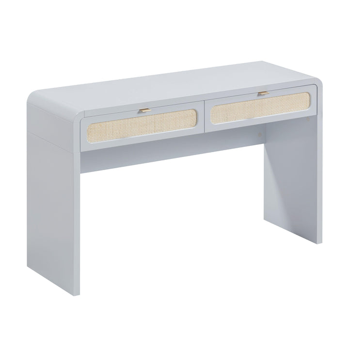 Patty 48" Pastel Blue Rattan 2-Drawer Console Desk