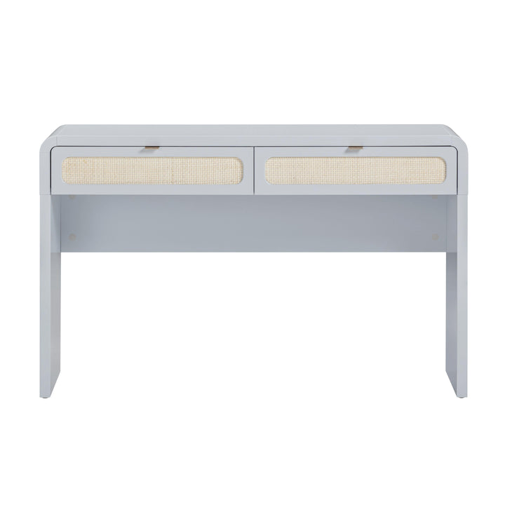 Patty 48" Pastel Blue Rattan 2-Drawer Console Desk