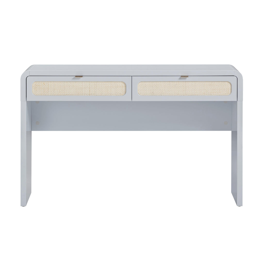 Patty 48" Pastel Blue Rattan 2-Drawer Console Desk