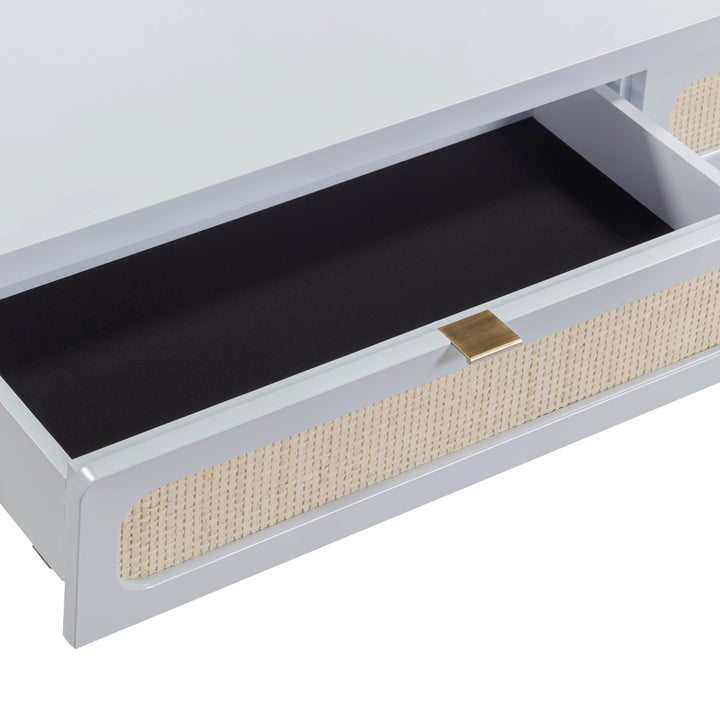 Patty 48" Pastel Blue Rattan 2-Drawer Console Desk