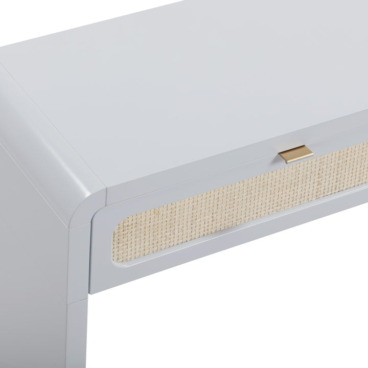 Patty 48" Pastel Blue Rattan 2-Drawer Console Desk