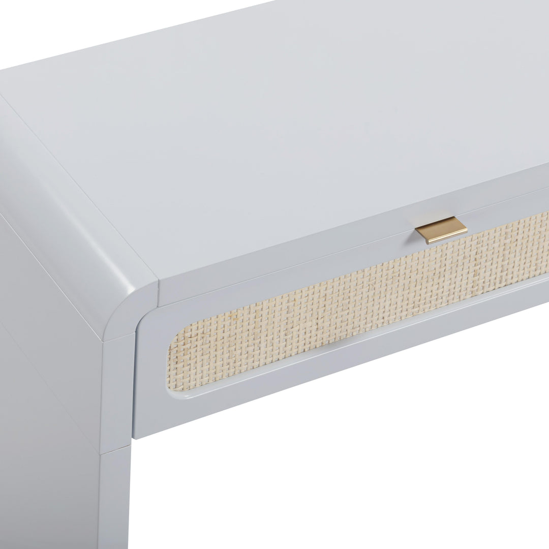 Patty 48" Pastel Blue Rattan 2-Drawer Console Desk