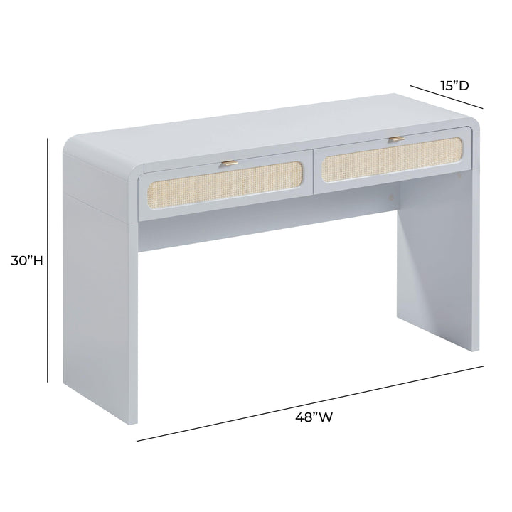 Patty 48" Pastel Blue Rattan 2-Drawer Console Desk