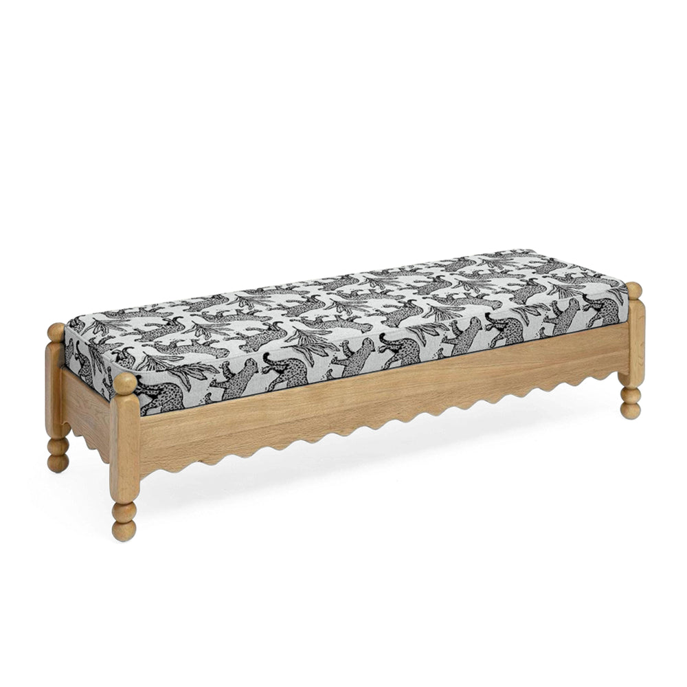 Thelma 56" Leopard Performance Jacquard Fabric Bench