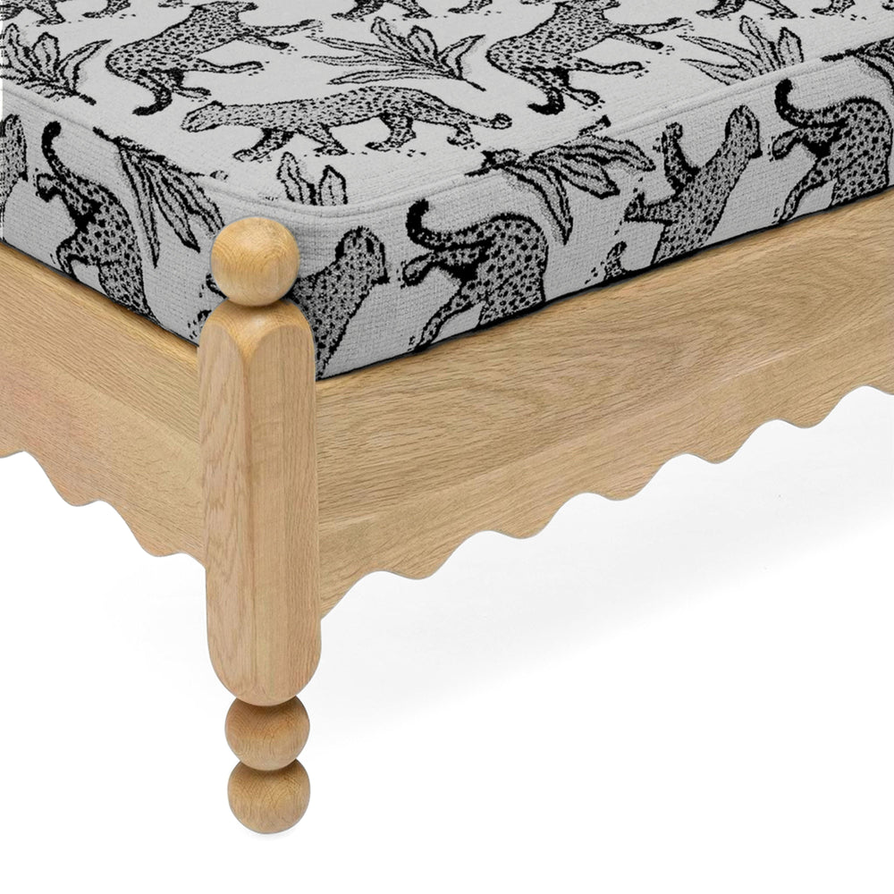 Thelma 56" Leopard Performance Jacquard Fabric Bench