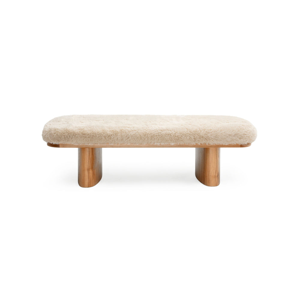 Ollie 56.5" Contract-Grade Straight Vegan Shearling Large Bench