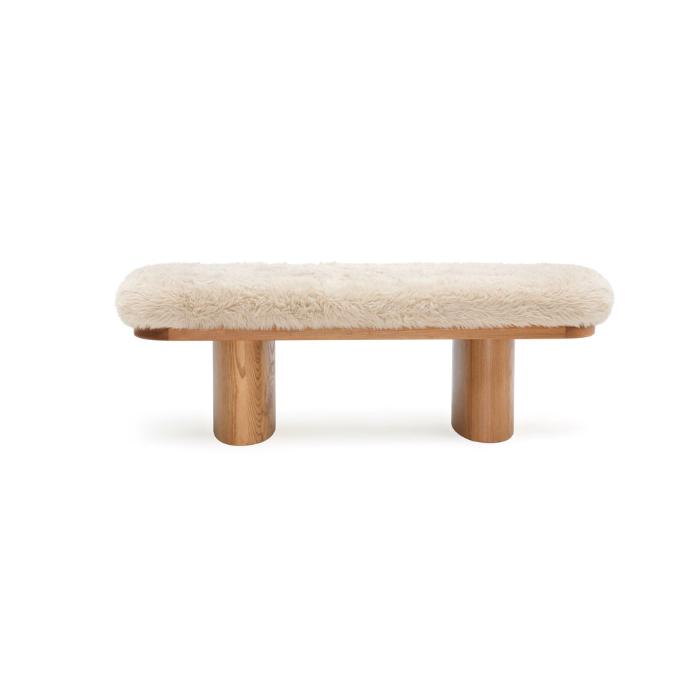 Ollie 48" Contract-Grade Straight Vegan Shearling Bench