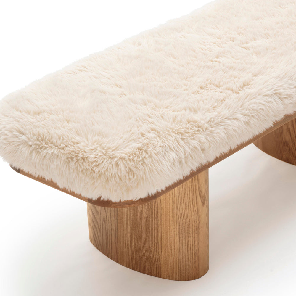 Ollie 48" Contract-Grade Straight Vegan Shearling Bench