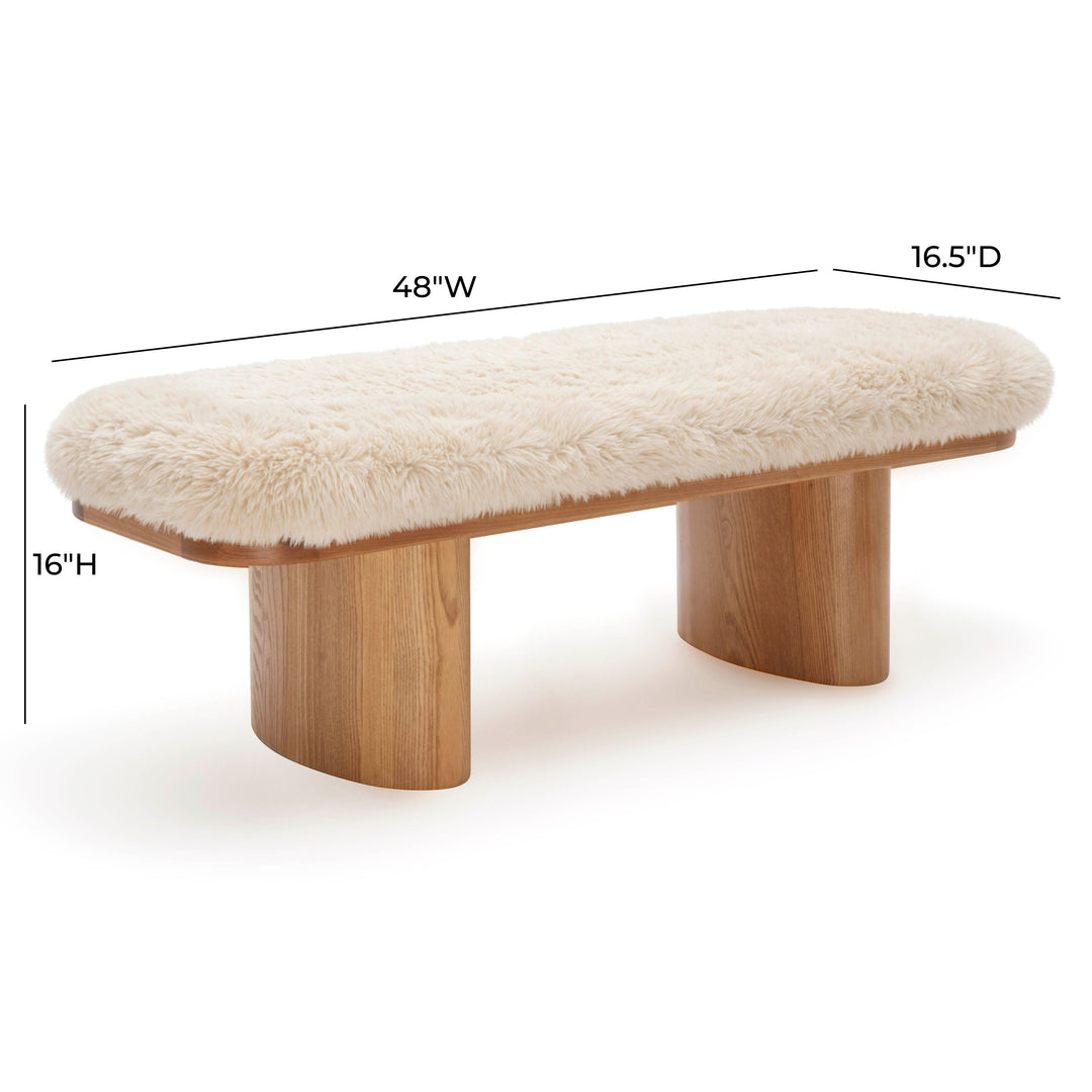 Ollie 48" Natural Contract-Grade Straight Vegan Shearling Bench