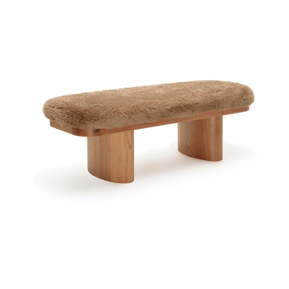 Ollie 48" Taupe Contract-Grade Straight Vegan Shearling Bench