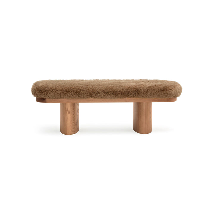 Ollie 48" Taupe Contract-Grade Straight Vegan Shearling Bench