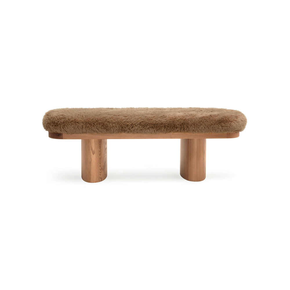 Ollie 48" Taupe Contract-Grade Straight Vegan Shearling Bench