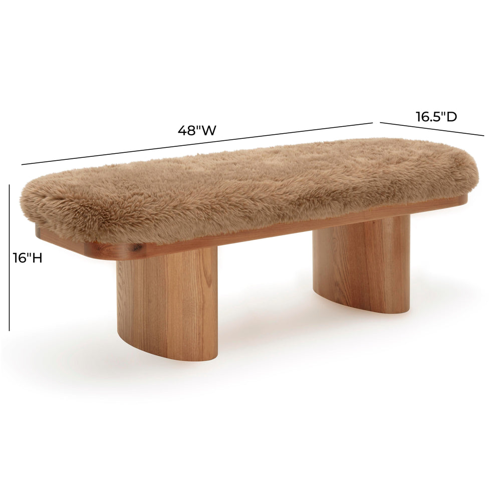 Ollie 48" Taupe Contract-Grade Straight Vegan Shearling Bench