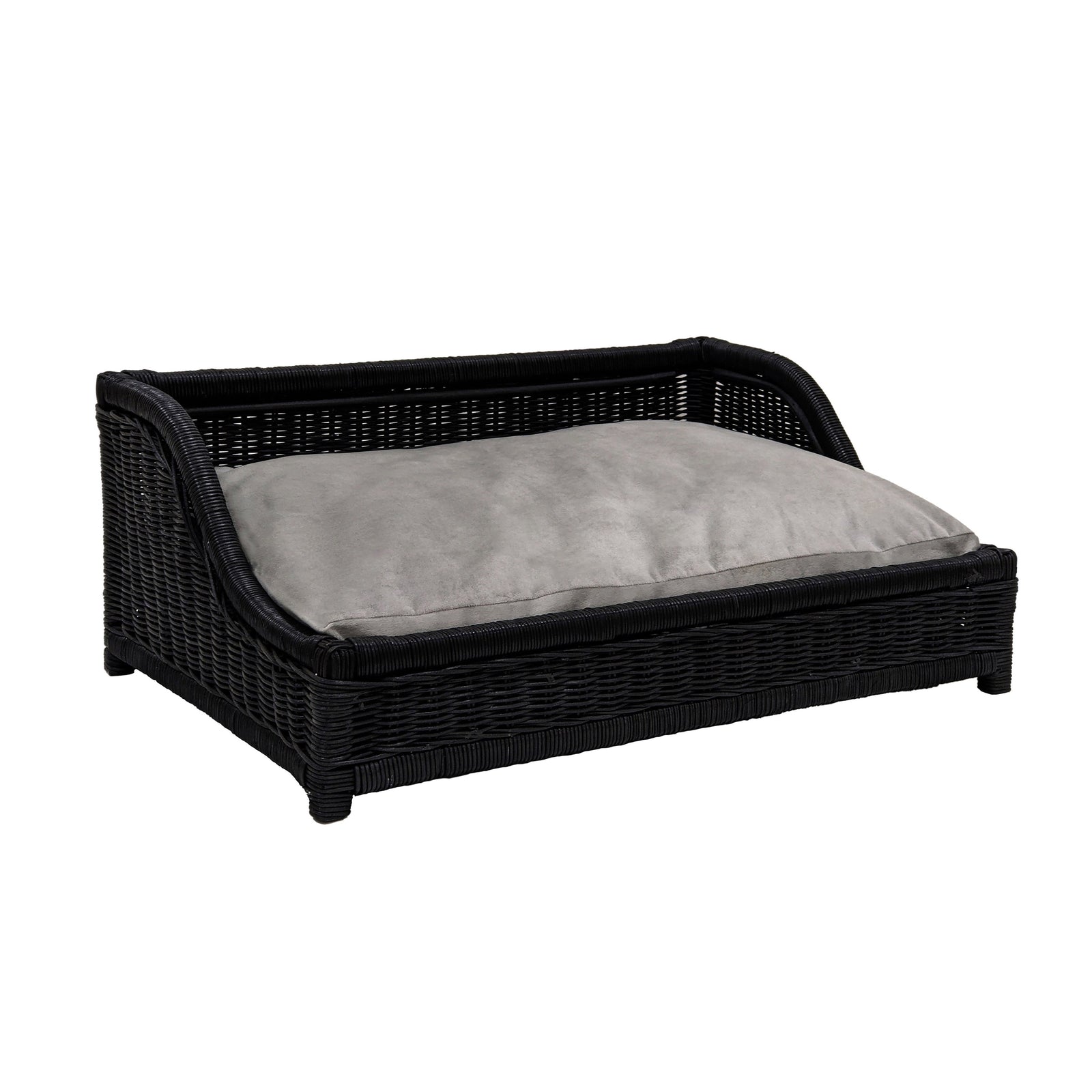 TOV Furniture Poppy Black Rattan Small Pet Bed