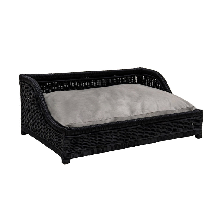 TOV Furniture Poppy Black Rattan Small Pet Bed