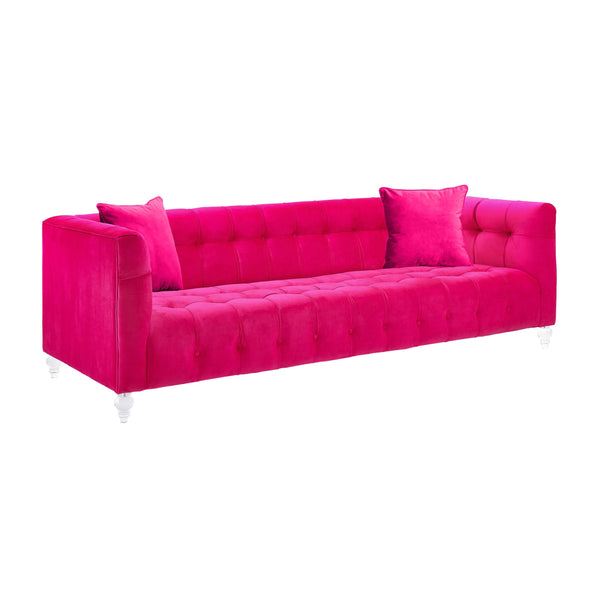 Bea 90" Low & Deep Seated Sofa Pink Velvet