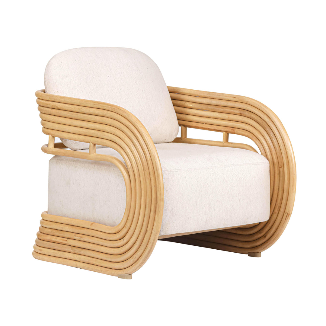 TOV Furniture Lauretta Cream Performance Fabric and Natural Rattan Accent Chair