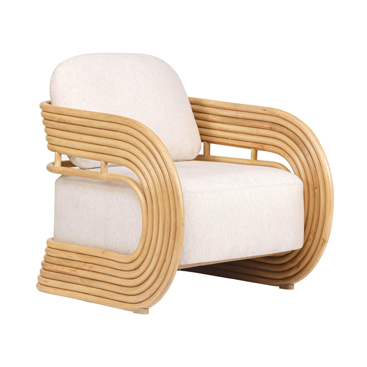 TOV Furniture Lauretta Cream Performance Fabric and Natural Rattan Accent Chair