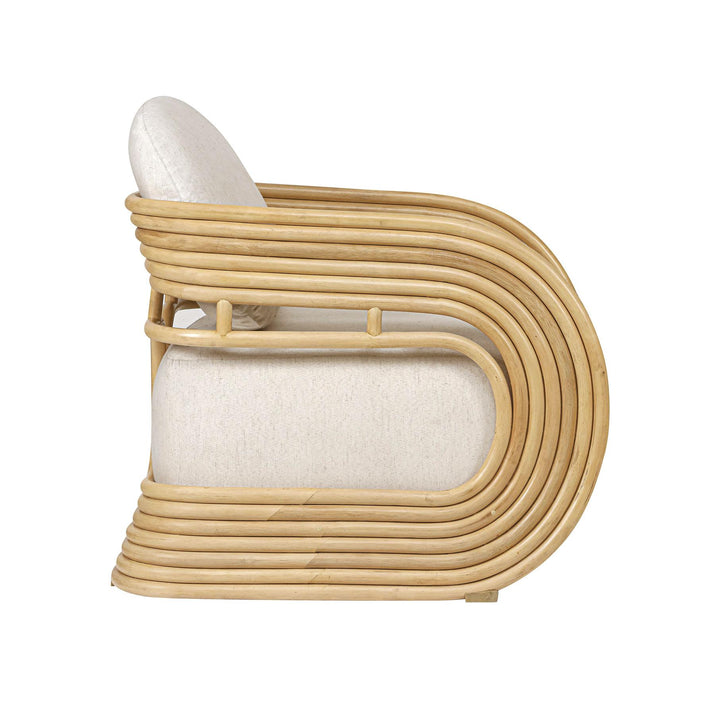 Lauretta Cream Performance Fabric and Natural Rattan Accent Chair