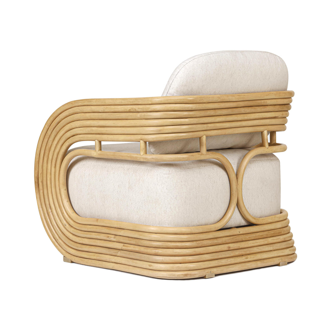 Lauretta Cream Performance Fabric and Natural Rattan Accent Chair