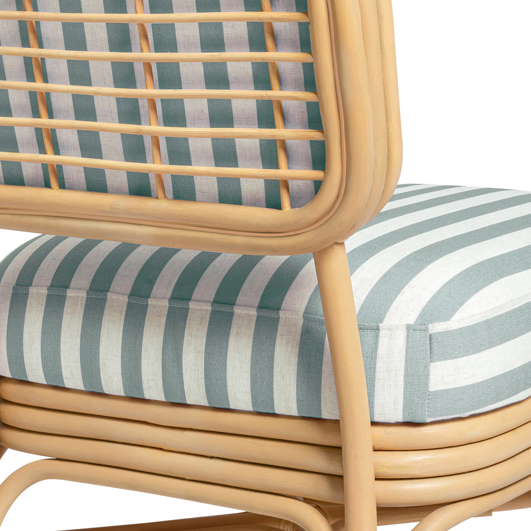 Dorine Striped Performance Linen & Rattan Accent Chair